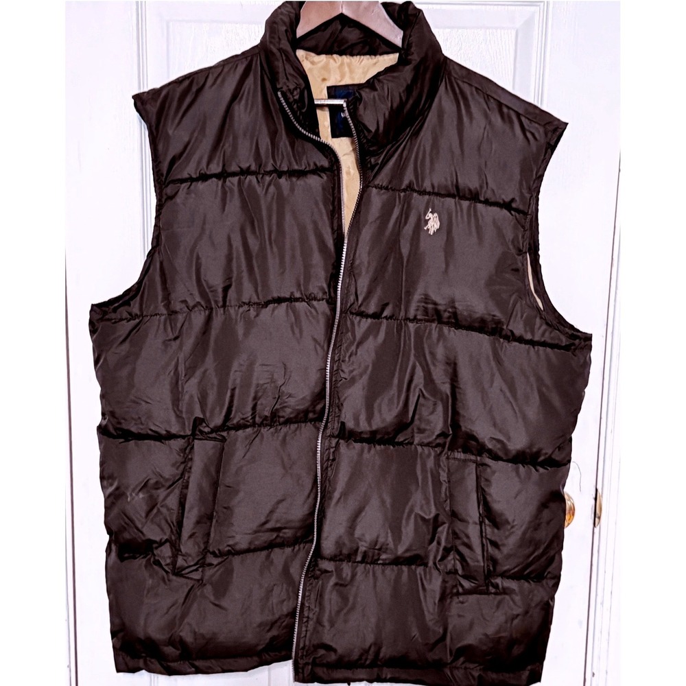 US Polo Assn Mens Puffer Vest Black‎ Quilted Full Zip 3XLT Big & Tall Outerwear